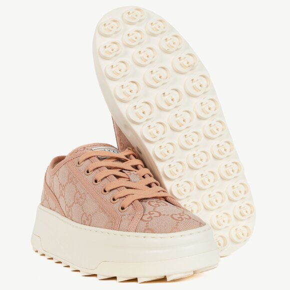 Gucci Pink New Canvas GG Monogram Platform Sneakers - Picture 4 of 11